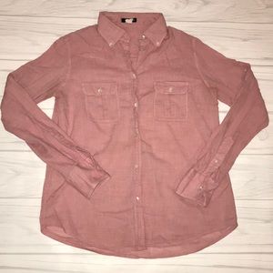 J crew button down women’s 6 pink long sleeve top